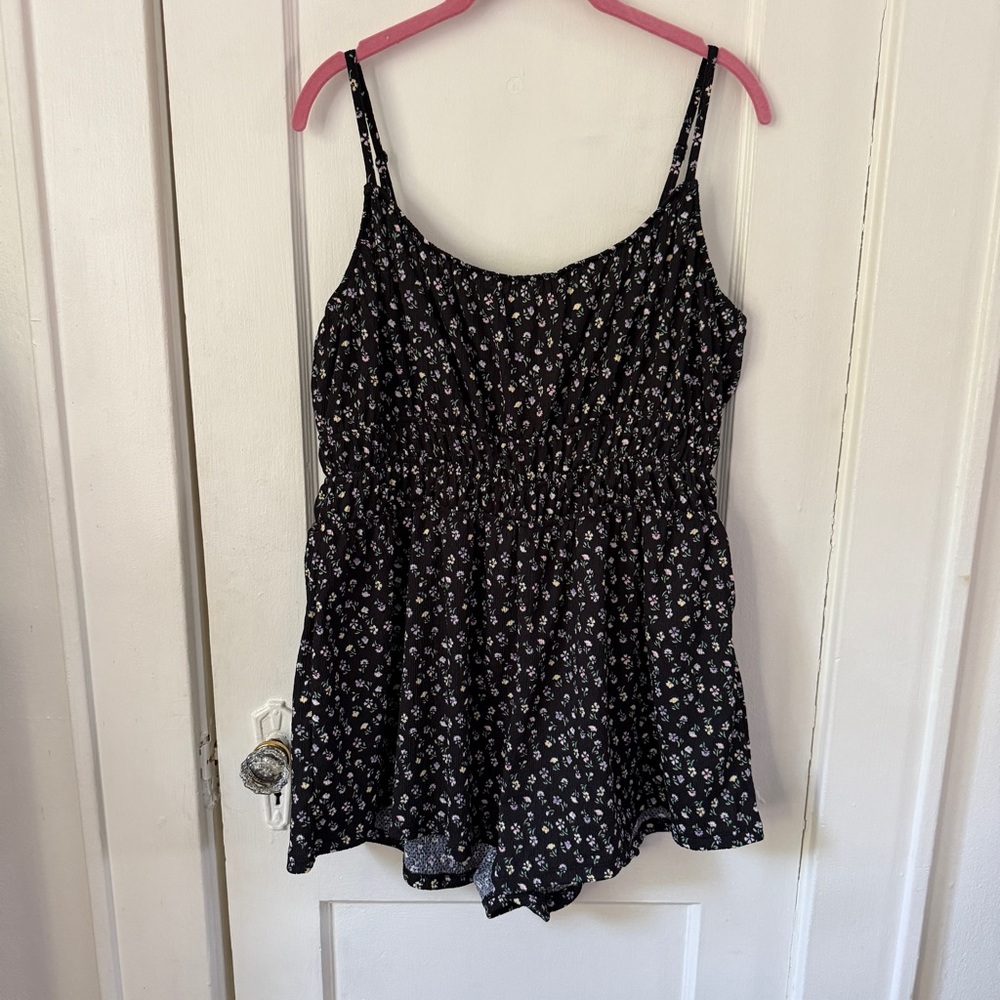 Divided Black Floral Romper